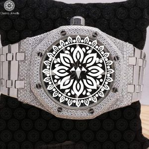 Montre de luxe pour homme Charm Jewells en acier inoxydable avec accent diamant, mouvement mécanique analogique, boîtier carré de 40 mm, verre saphir - Product Image 3