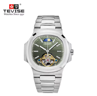 Montre automatique de luxe TEVISE T01C pour homme, design tourbillon, squelette mécanique, acier inoxydable, montre de ville, OEM ODM