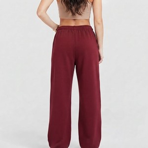 Pantalon de survêtement large en molleton de coton pour femme Meyba Sports, taille mi-haute, devant plat, avec cordon de serrage, coupe ample, longueur intégrale, hiver - Product Image 2