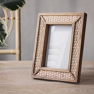 Decorative Arabic Home Rattan <b>Picture</b> <b>Frame</b> Handmade Cane Wood Photo <b>Frame</b> Rustic Farmhouse Home Accent Eco-Friendly - Product Image 3