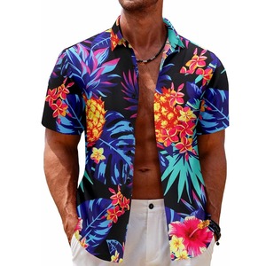 Chemises Hawaïennes pour Hommes Personnalisées en Coton 100% Anti-Plis à Manches Courtes Décontractées pour l'Été - Product Image 1