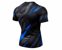 Vente en gros Tendance Homme Noir Bleu Imprimé Géométrique Manches Longues Rash Guard Écologique Respirant Anti-UV 180g Polyester Sport
