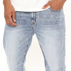 Wholesale Cheap Price Men's Denim <b>Jeans</b> Pure Knitted Cotton Made <b>Button</b> Closure Stacked Design <b>Jean</b> Pant For Male - Product Image 2