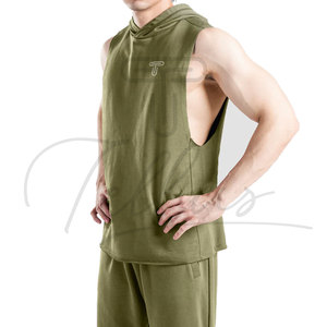 TELLUS APPAREL Débardeur de sport à capuche pour homme, très populaire – Personnalisable, couleur unie, tricoté 240g, imprimé numériquement, séchage rapide, respirant - Product Image 2