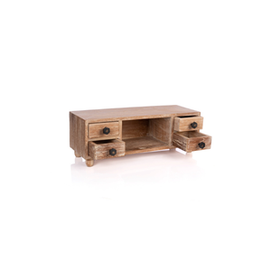 Coffre de rangement compact en bois à 4 tiroirs Solution multifonctionnelle à un niveau pour organiser de petits bijoux Mini boîte d'emballage - Product Image 2