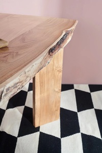 Modern Live Edge Solid Wood Dining <b>Table</b> - Natural Finish Minimalist Furniture for Home and Restaurant | Pindel Handicraft - Product Image 4