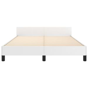 Cadre de lit blanc en similicuir pleine fleur sans matelas, produit rembourré - Product Image 5