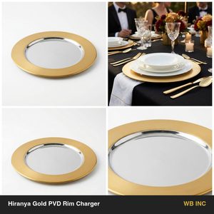 Plato de Presentación con Borde Dorado PVD de Acero Inoxidable SS304 Hecho a Mano, 33 cm, para Decoración del Hogar, Hoteles, Bodas, Fiestas, Vajilla y Decoración de Mesa - Product Image 5