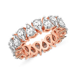 Anillo de oro macizo de 14k con diamantes cultivados en laboratorio, corte pera, estilo eternidad, joyería para mujeres y niñas. - Product Image 5