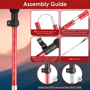 2 Bastoncini da Trekking Pieghevoli in Alluminio Regolabili con Impugnature in Schiuma EVA, Bastoni da Escursionismo Comodi e Richiudibili - Product Image 4