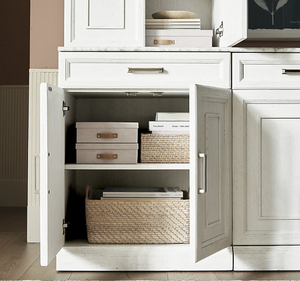 ตู้เก็บของครัวไม้มะฮอกกานีแบบคลาสสิกเรียบง่าย สีขาว พร้อมบานกระจก สำหรับห้องรับประทานอาหารและห้องนั่งเล่น - Product Image 2