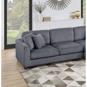 Divano Sezionale Contemporaneo a 2 Pezzi XL in Tessuto Corduroy Felpato Grigio Scuro per Soggiorno, Divano LAF, Chaise RAF, Cuscini Inclusi - Product Image 3