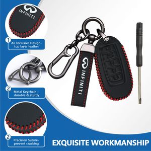 Accessori per Chiavi Auto Infiniti, Custodia in Pelle Premium per Chiavi, Compatibile con EX25 FX35 FX37 X50 G25 G35, Portachiavi Sostitutivo - Product Image 3