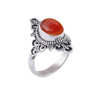 Carnelian Gemstone <b>Ring</b> Handmade Boho Jewelry Natural Orange Stone <b>Statement</b> <b>Ring</b> Gift for Her - Product Image 3