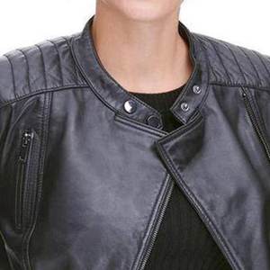 Chaquetas negras para mujer con logotipo personalizado, chaqueta transpirable para invierno, abrigo moderno de cuero, chaqueta bomber genuina, estilo urbano. - Product Image 6