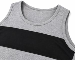 Débardeur Homme Uni à Blocs de Couleurs Col Rond Sans Manches Sportif Tricoté Respirant 100% Polyester Faible MOQ - Product Image 4