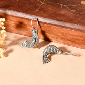 Boucles d'oreilles pendantes en argent fin Meera Jaipur Agiya - Product Image 4