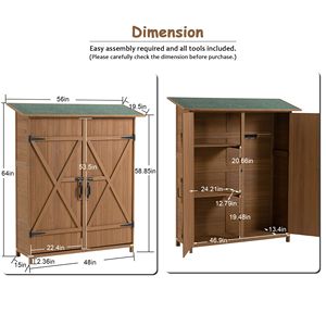 Casetta da Giardino in Metallo con Porta Lucchettabile, Ripiani Rimovibili, Tetto a Spiovente in PVC Marrone per Attrezzi e Utensili - Product Image 2