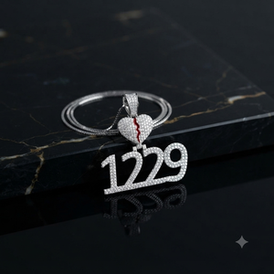 Colgante de esmalte con cierre de corazón roto, chapado en oro de plata 925, con inicial y número personalizados, de moissanita brillante, estilo hip hop, para fiestas, de moda - Product Image 3