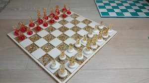 Custom resin <b>chess</b> <b>set</b> with <b>board</b> | Size of King Unique <b>chess</b> pieces | Modern figures | scacchi epoxide Resin Crafts - Product Image 6