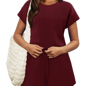 Conjunto de Verano Personalizado para Mujer, 2 Piezas, Shorts de Algodón de Alta Calidad, Conjunto de Camiseta y Shorts para Mujer - Product Image 1