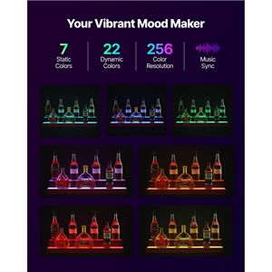 Espositore per Whisky a 2 Livelli da 30 Pollici con Illuminazione LED, Supporto USB, Mobile Bar Domestico con Ripiano Illuminato e Telecomando RF/App - Product Image 3