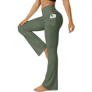 Leggings de yoga pour femmes 100% coton et bambou tricotés durables 300g longueur intégrale taille haute vêtements de sport de haute qualité - Product Image 3