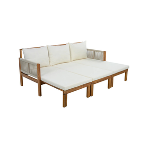 Sofá Cama de Lujo de Teca para Exteriores, Convertible, para Patio, con Trenzado de Cuerda, Muebles de Jardín Modernos, Set de Tumbonas para Piscina - Product Image 2