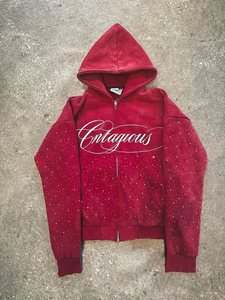 OEM Manufacture Custom High Quality Distressed Screen Print Men Baggy Streetwear Acid Wash Rhinestone Tracksuit Streetwear Set - Product Image 6