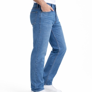 Jean en denim coupe droite pour homme, couleur unie classique, coupe régulière, tissu léger et durable, streetwear, automne, décontracté, respirant - Product Image 4