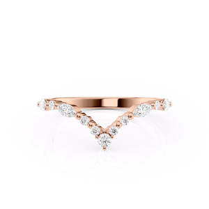 Bague de mariage en chevron avec diamants de laboratoire marquise et ronds, empilable, en forme de V, pour femme - Product Image 5