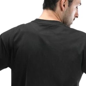Camiseta Negra Oversize de Cuello Redondo para Hombre, Manga Corta, Casual, Holgada, Lisa, Básica, Suave y Cómoda, Fabricante de Ropa - Product Image 4