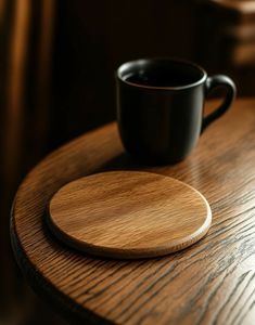 Posavasos Redondo de Madera con Diseño de Veta de Roble, Tapete para Bebidas, Base para Mesa con Gran Capacidad para Tazas de Café, Té, Hogar, Cafetería, Rani Industries - Product Image 1