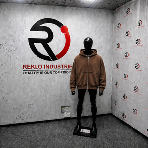 Sweat à capuche marron oversize zippé, texture gaufrée, épais, style streetwear, manches effet usé, décontracté, unisexe - Product Image 3