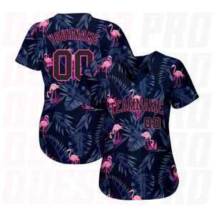 Custom 3D Pattern Hawaii Flamingo Authentic <b>Baseball</b> Jersey Personalized Sublimation Printing Custom Logo Design Color - Product Image 3