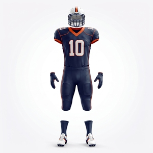 Conjunto de Uniforme Completo de Fútbol Americano Minimalista Azul Marino y Naranja Personalizado 2025, Incluye Jersey, Pantalones, Guantes y Equipo de Protección Deportiva - Product Image 2