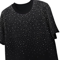 T-shirt graphique de créateur en strass pour homme, haut de gamme, épaules tombantes, coupe oversize, en coton de luxe, streetwear, logo personnalisé, vente en gros