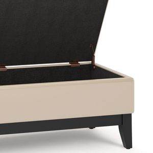 Satin Cream Oregon <b>Storage</b> Ottoman Bench with Tray Elegant <b>Stools</b> & Ottomans - Product Image 4