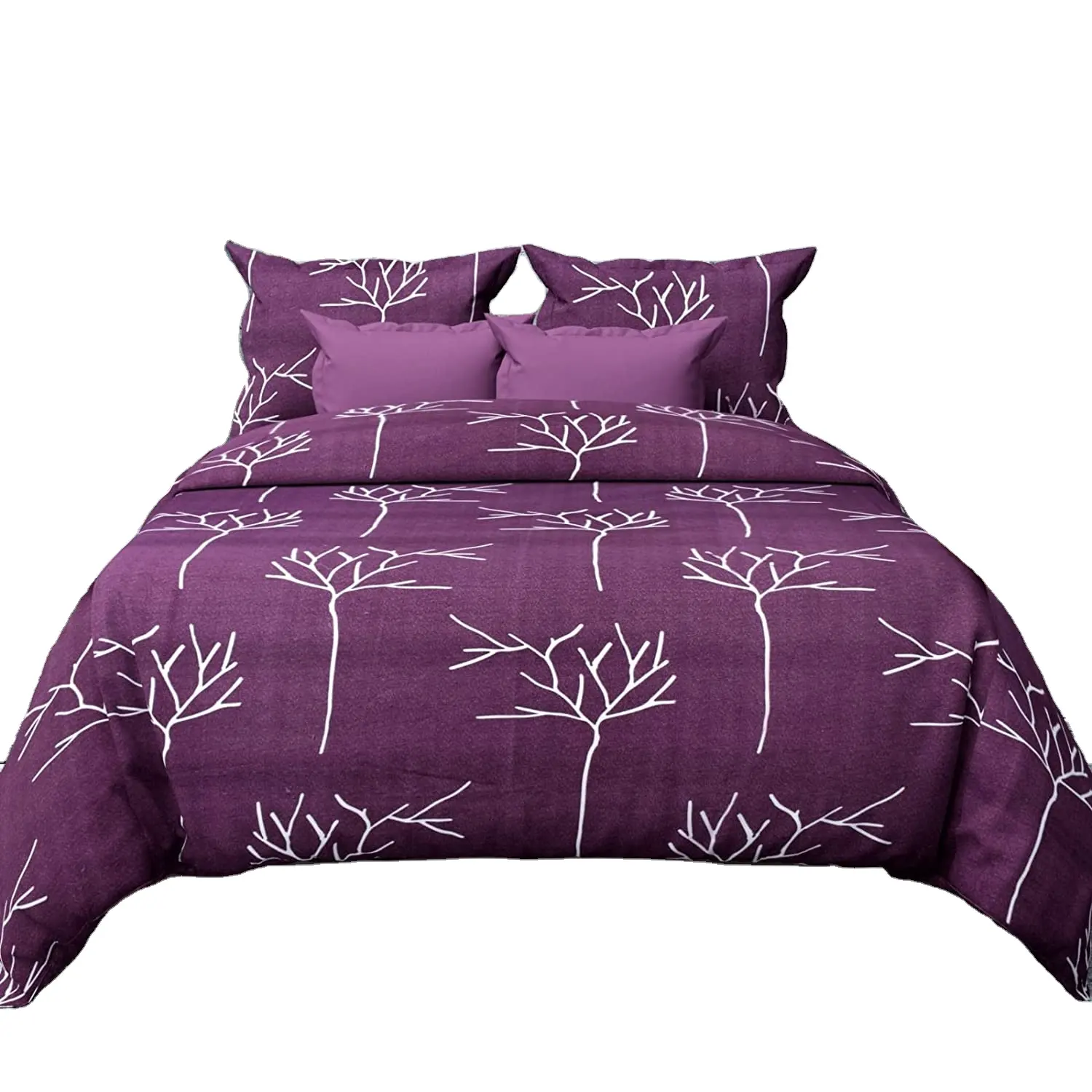 Home Textile 200TC Solid Color 100% Cotton Purple Flat Bed Sheet Pillowcases Bed sheet Bedding Set