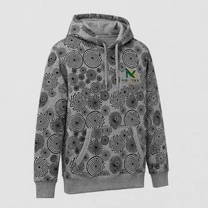 Sudadera con Capucha Unisex NEXTEX, Diseño Circular Óptico, Gris Jaspeado, Negro, Blanco, Algodón Suave y Poliéster - Product Image 3