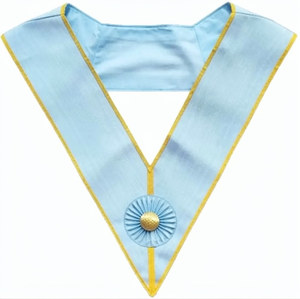 Collier de Maître Vénérable Rectifié Rite Écossais en Cuir Premium Brodé à la Main, Insignes Cérémoniels de Loge Bleue - Product Image 1