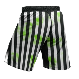 Pantalones Cortos de MMA para Deportes de Contacto, Entrenamiento de Artes Marciales, con Líneas Blancas y Negras, Elásticos, Transpirables, Ligeros, de Tela de Poliéster - Product Image 2