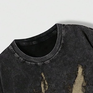 T-shirt Homme Streetwear Imprimé Sérigraphié Vintage Coton Lourd 100% Effet Vieilli Délavé à l'Acide Vierge en Gros - Product Image 3