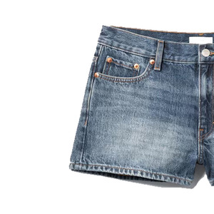 Shorts de Mezclilla de Cintura Alta con Lavado Ligero para Mujer, Casuales, de Verano y Otoño, de Pierna Recta, Corte Regular, Color Sólido, Impermeables, de Algodón - Product Image 4