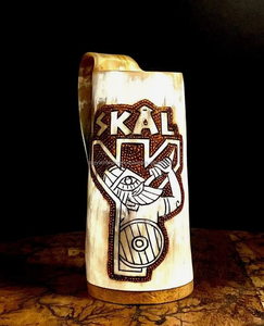 Taza de cuerno para beber de buey de diseño de lujo, taza vikinga con asa, Bebidas frías y calientes talladas personalizadas al precio más bajo - Product Image 5
