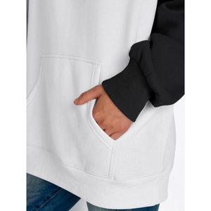 Sudadera con Capucha Oversize de Fibra de Bambú Tejida para Mujer, Manga Larga, Blanca y Negra, Transpirable, para Otoño - Product Image 4