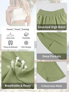 กางเกงลำลองขาบานเอวยางยืดสำหรับผู้หญิง - Product Image 6