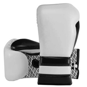 Guantes de Boxeo de Cuero Blanco y Negro con Cordones en la Muñeca, Transpirables, para Entrenamiento de Adultos - Product Image 5