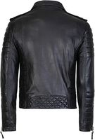 Veste de motard en cuir d'agneau véritable noir pour homme, style vintage, authentique