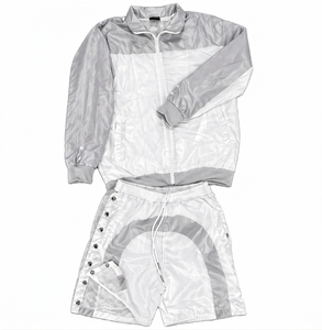 Ensemble de survêtement personnalisé à capuche grande taille, coupe-vent d'hiver deux pièces, style streetwear, short respirant, style sportif, coupe régulière - Product Image 1